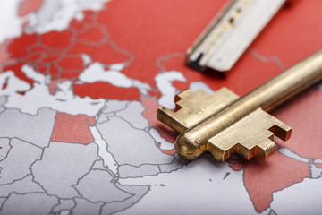 the key on the world map