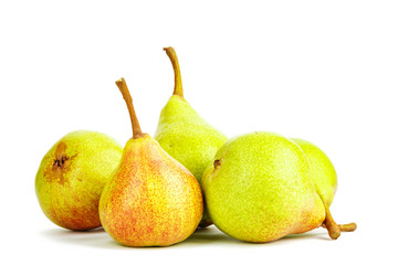 ripe pears on a white background