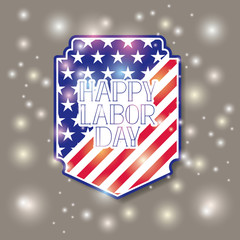 happy labor day with usa flag frame vector illustration design