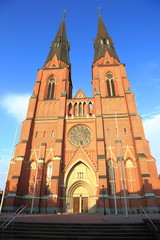 Fototapeta na wymiar Gorgeous view scandinavia’s largest church Uppsala cathedral. Sweden.