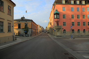 Fototapeta na wymiar Beautiful landscape view, old street buildings of Uppsala, Sweden, Europe. Tourism concept.
