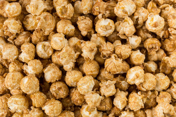 Close-up caramel popcorn, isolated on white background