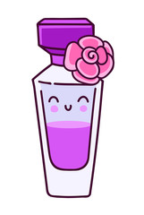 Perfume cartoon character in doodle style isolated on white background. Vector illustration.
