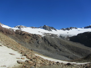 Hiking through glaciers in the austrian alps