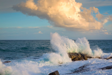 Beautiful sunset light over the spanish ocean