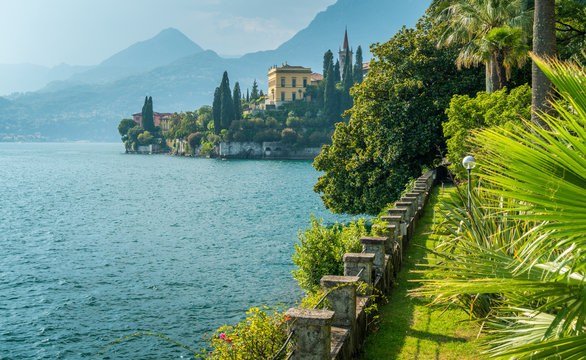 The beautiful Villa Monastero in Varenna on a sunny summer day. Lake Como, Lombardy, Italy.