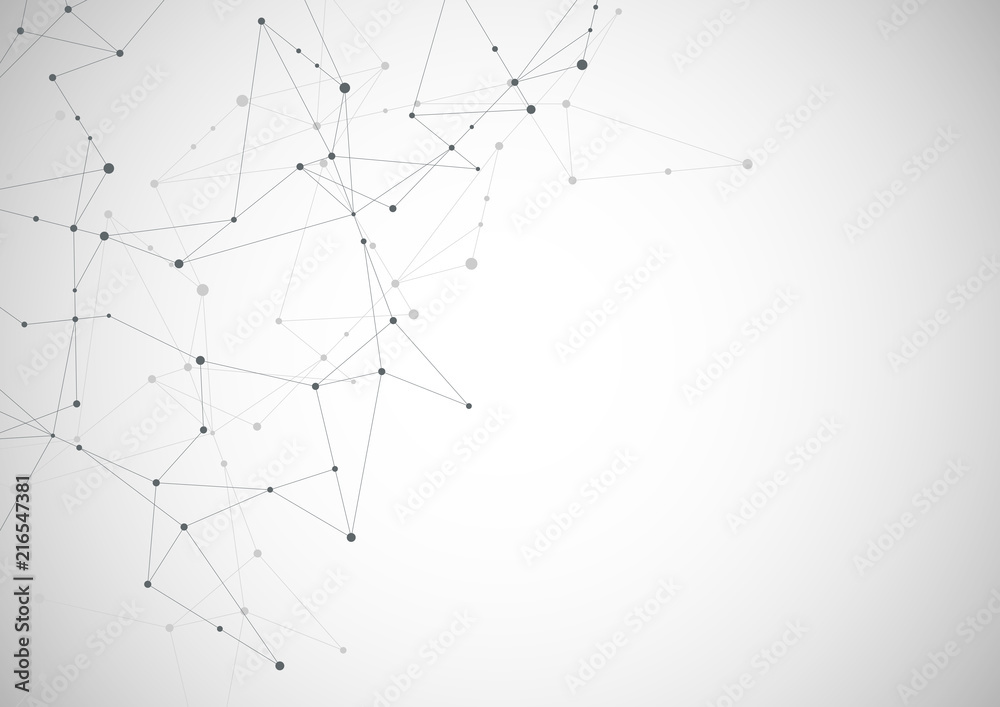 Poster abstract connecting dots and lines. connection science and technology background.