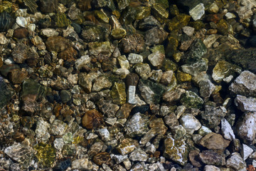 Pebbles under water the View from the top.