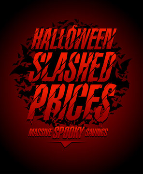 Halloween slashed prices vector sale poster