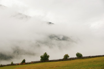 mountain landscape in the fog