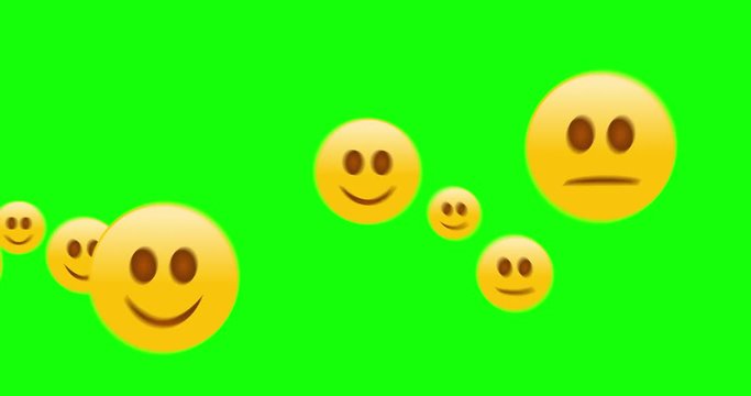Happy Emoji bounces away on green background