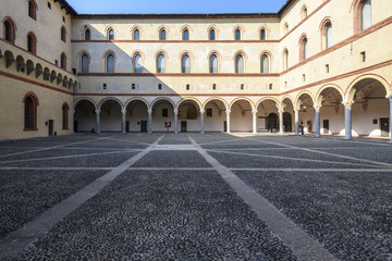 Fototapeta na wymiar Milano Castello Sforzesco Cortile della Rocchetta