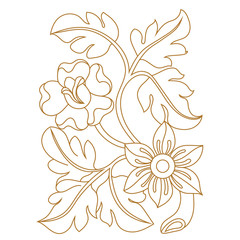 Golden flower illustration on a white background. Vector.