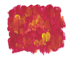 Red and yellow acrylic strokes background Paint texture