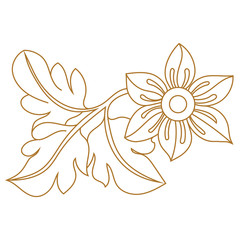 Golden flower illustration on a white background. Vector.