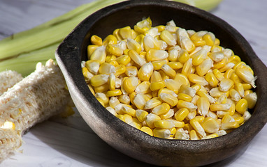 cob and corn kernels close-up