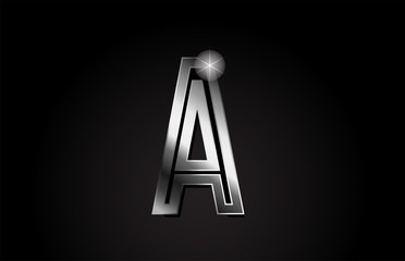 silver metal alphabet letter a logo icon design