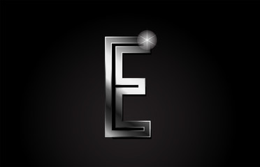 silver metal alphabet letter e logo icon design