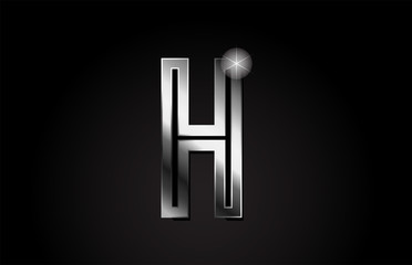 silver metal alphabet letter h logo icon design