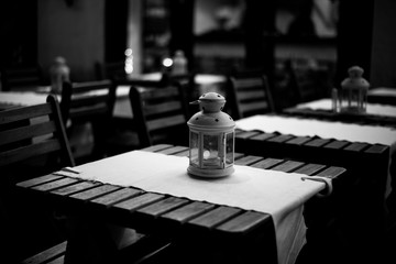 Table for two in black and white