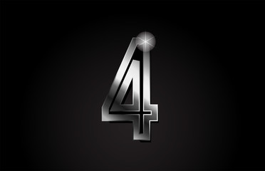 silver metal number 4 logo icon design