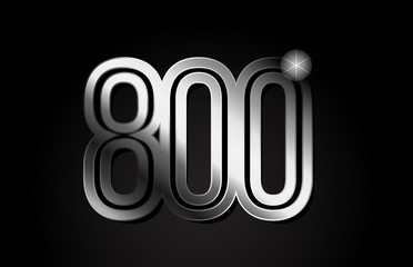 silver metal number 800 logo icon design - obrazy, fototapety, plakaty