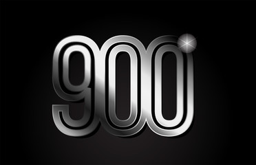 silver metal number 900 logo icon design