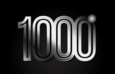 silver metal number 1000 logo icon design