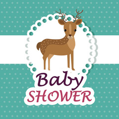 Fototapeta na wymiar baby shower card with cute reindeer