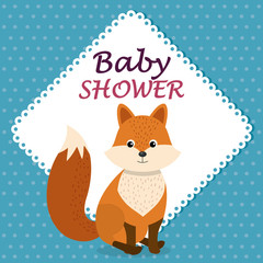 baby shower card with cute fox