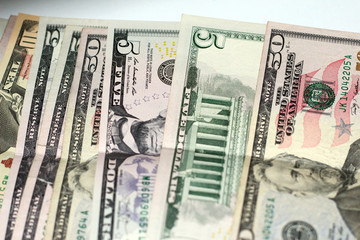 Cash of hundred dollar bills. A pile of one hundred US banknotes .100 Dollar.