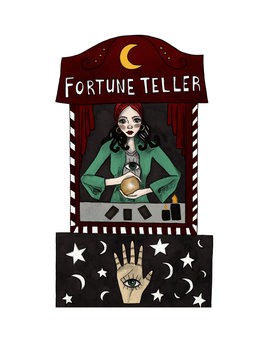 Fortune teller. Watercolor illustration on white isolated background