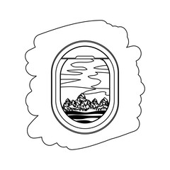 airplane window with exterior view vector illustration design