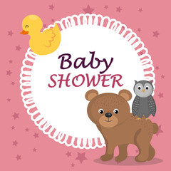 baby shower card with cute bear and owl