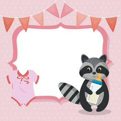 baby shower card with cute raccoon