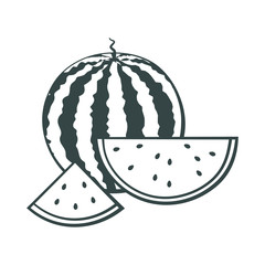 whole outline watermelon and a cut pieces