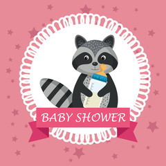 baby shower card with cute raccoon