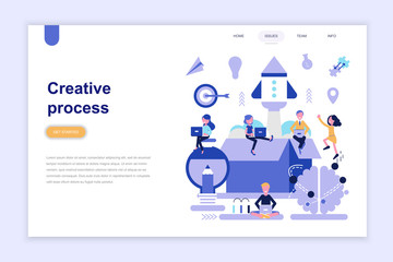 Landing page template of creative process modern flat design concept. Learning and people concept. Conceptual flat vector illustration for web page, website and mobile website.