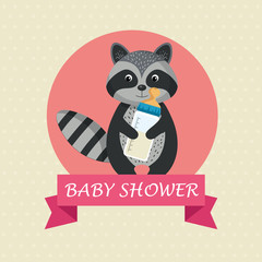 baby shower card with cute raccoon