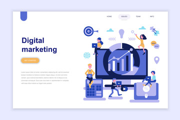 Landing page template of digital marketing modern flat design concept. Learning and people concept. Conceptual flat vector illustration for web page, website and mobile website.