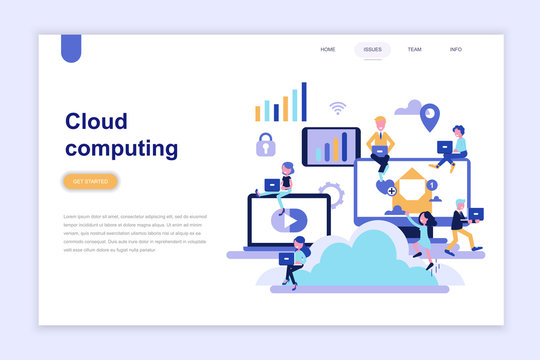 Landing page template of cloud computing modern flat design concept. Learning and people concept. Conceptual flat vector illustration for web page, website and mobile website.