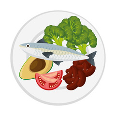 dish with salmon and broccoli