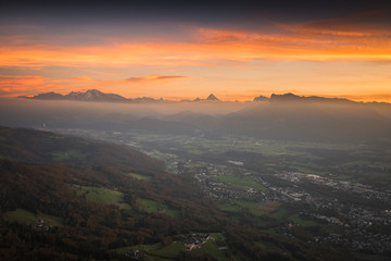 Stunning sunrise above Salzburg