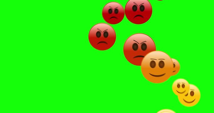 Angry Emojis bubbles up in the air on Greenscreen