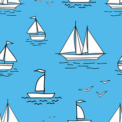 Vector background of sailboats in the sea