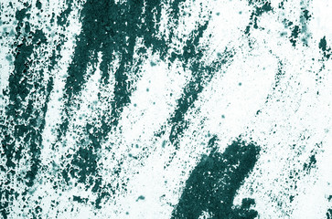 Grungy rusted metal surface in cyan tone.