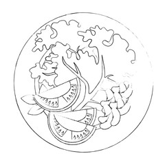 dish with fresh lettuce and beans