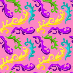 Abstract curly seamless pattern. Swirl background. Vector illustration.