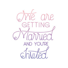 married celebration card with hand made font vector illustration design