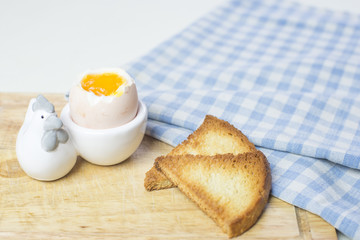 Soft boiled egg and toast for breakfast.